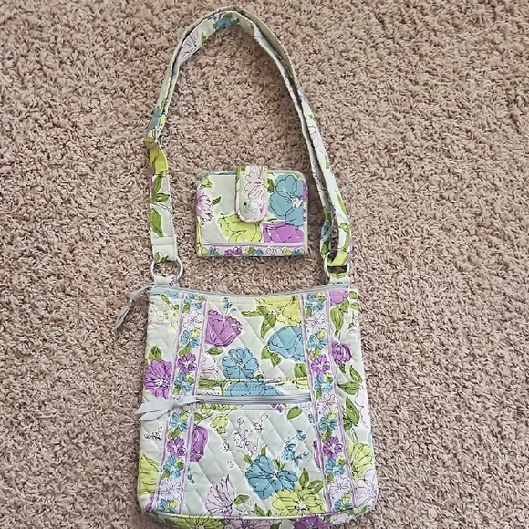 Vera Bradley Handbags - Floral Quilted Crossbody Bag and Wallet Set